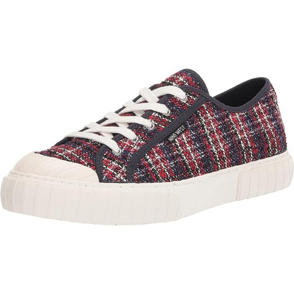 New Nine West Women's Hazie2 Sneaker Red Blue Plaid